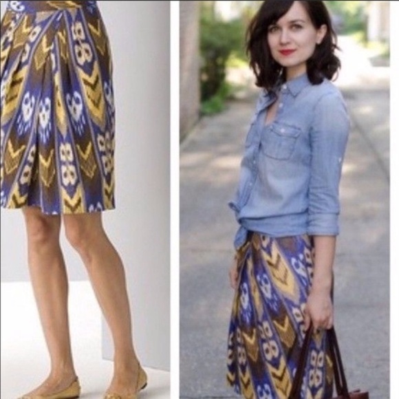 TORY BURCH Ikat Jemima Linen Knee Length Skirt Size 4 - Picture 1 of 5